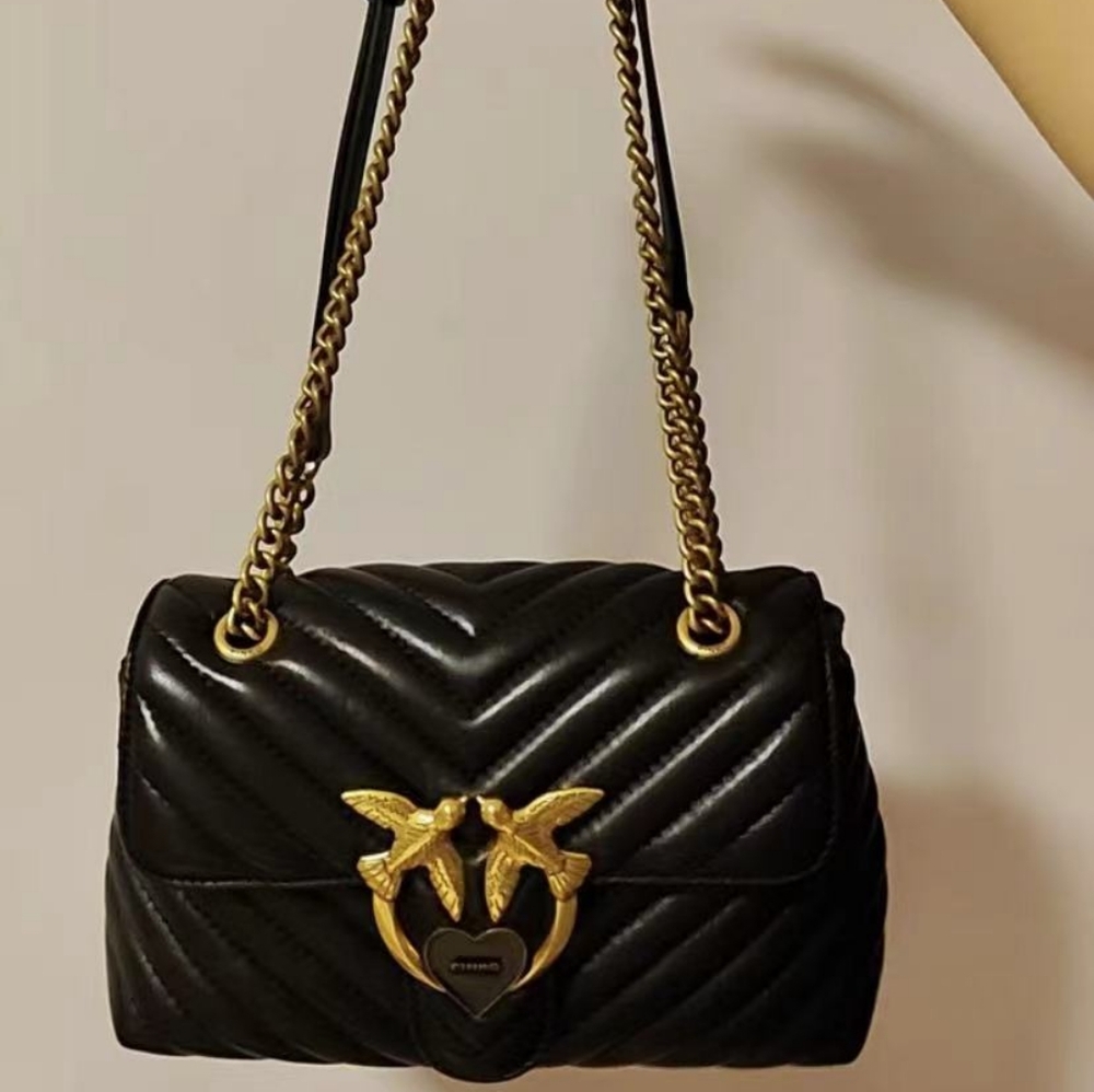 pinko black bag with bird metal accessories
